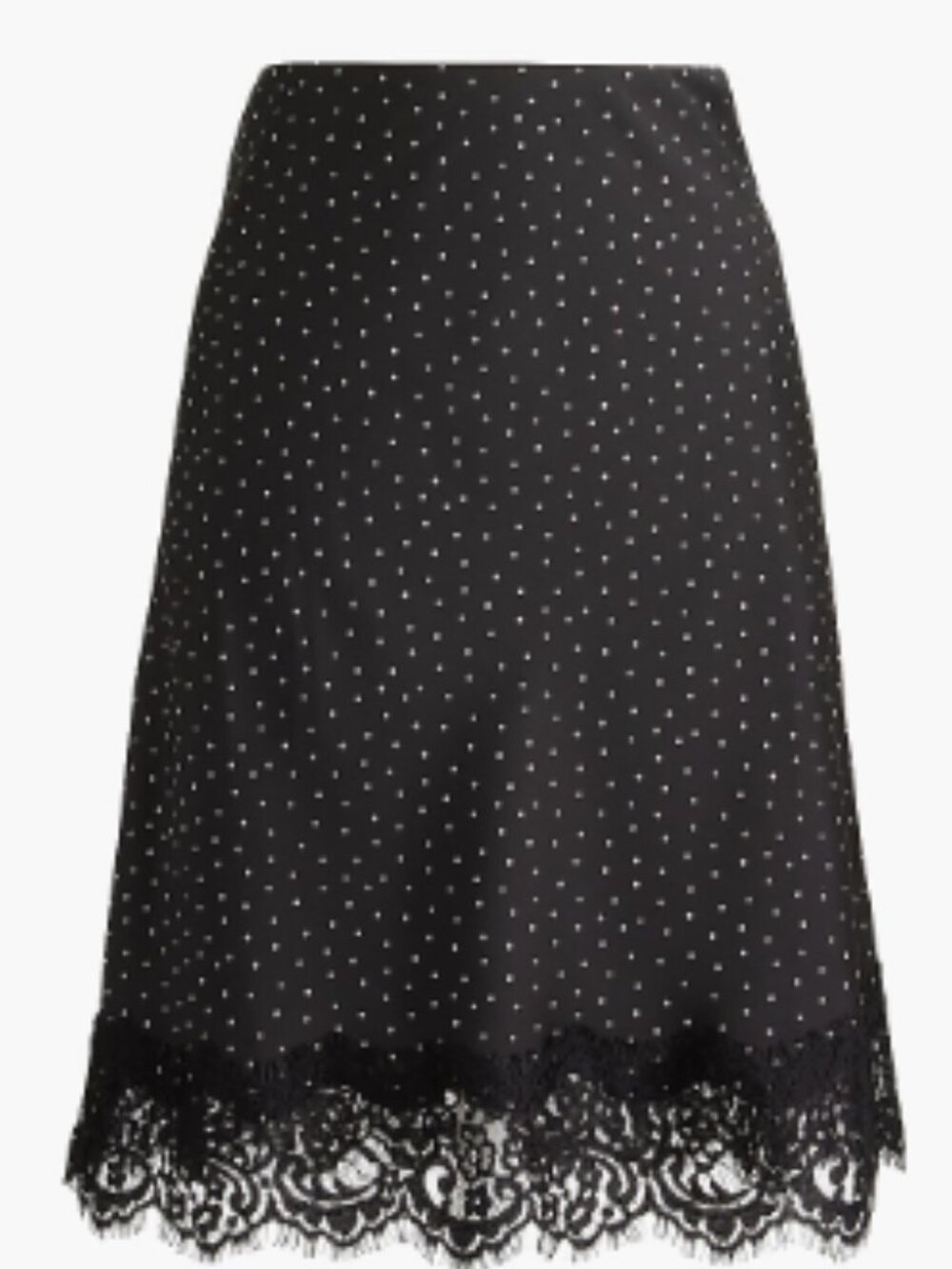NWT J.Crew Factory Lace Trim Slip Skirt Polka Dot Black Ivory Medium